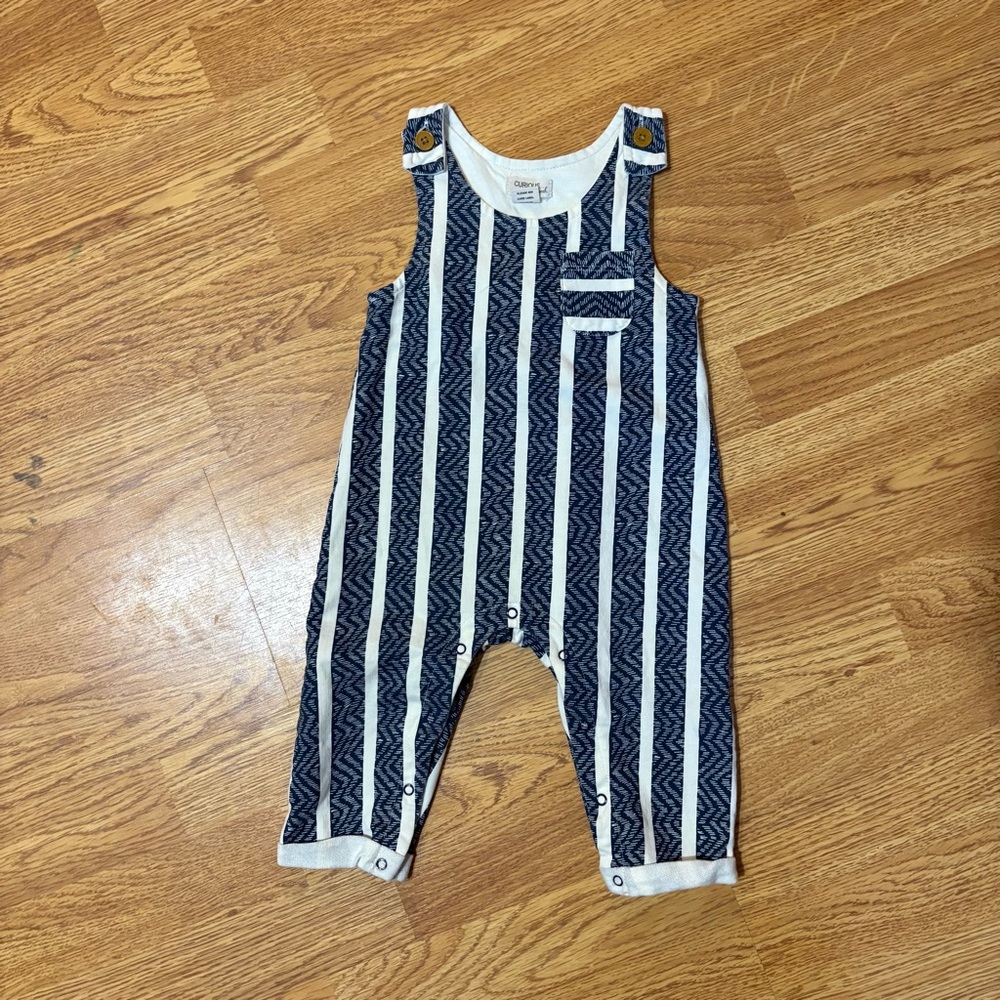 Curious by peek (Nordstrom) kids Navy White Overalls romper play sz 12 months